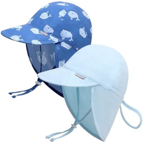 Duoyeree UPF 50+ Baby Sun Protection Hat with Neck Flap Kids Infant Toddler Beach Hat for Boys Girls 0-5T
