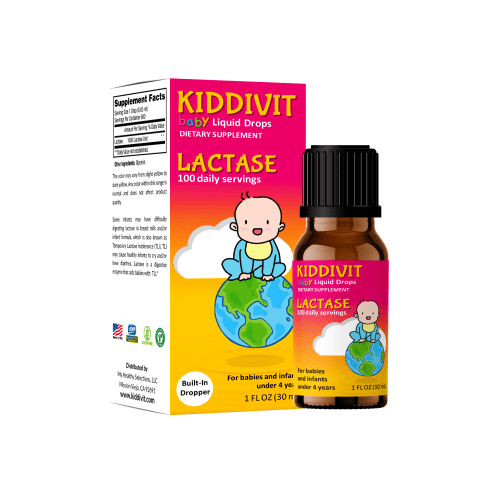 Kiddivit Baby Lactase Drops, 1 FL OZ - 100 Daily Servings, Built-In Dropper, Vegetarian Formula