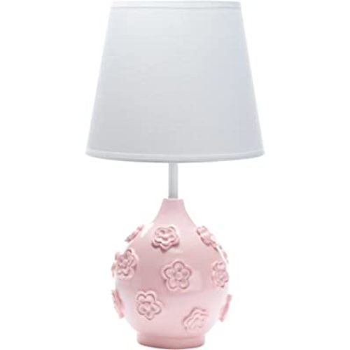 Lambs & Ivy Signature Botanical Baby Pink Floral Nursery Lamp with Shade & Bulb