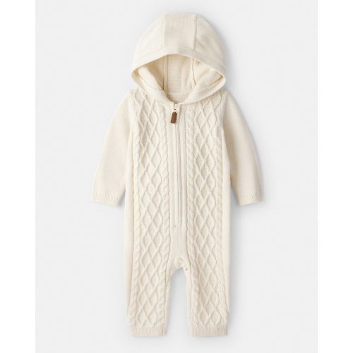 Baby Boy Long-Sleeve Cableknit Jumpsuit - Cream - Carter's | Carter's