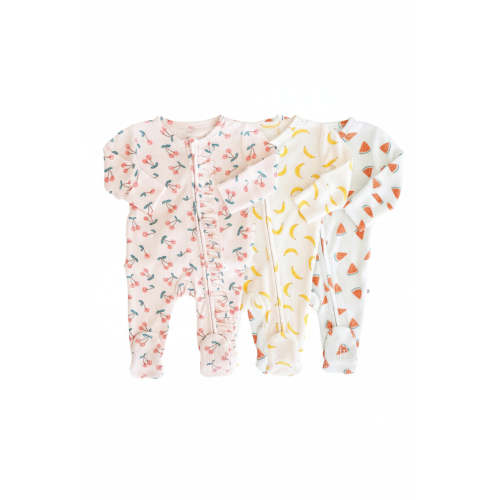 Fruit Bamboo Waffle Zipper Footies