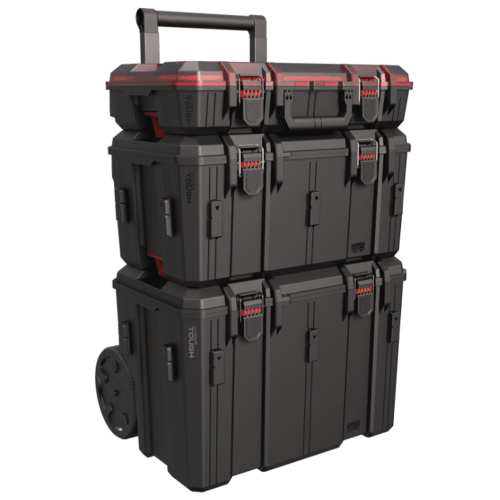 Hyper Tough Hyper Stack Heavy Duty 3 Piece Modular Rolling Toolbox System, Black