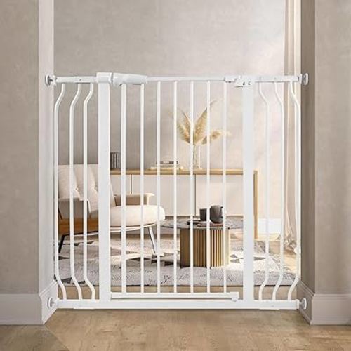 BalanceFrom Easy Walk-Thru Baby and Pet Safety Gate with Hold-Open and Auto-Close – Adjustable Steel Barrier for Stairs, Doorways, and Hallways, No Drilling Installation