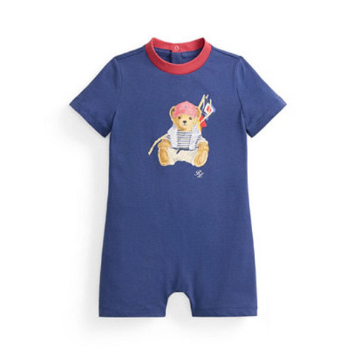 Baby Boys' Polo Bear Cotton Crewneck Shortall