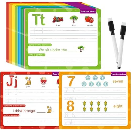 ABC Handwriting Drawing Practice Cards,Alphabet & Number Dry Erase Board for Kids,Phonics Sight Word Flash Card,Letter Practice for Kindergarten,Perfect for Preschool, Homeschool & Kindergarten
