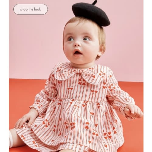 Baby Long Sleeve Poplin Bow Collar Dress & Bloomers Set