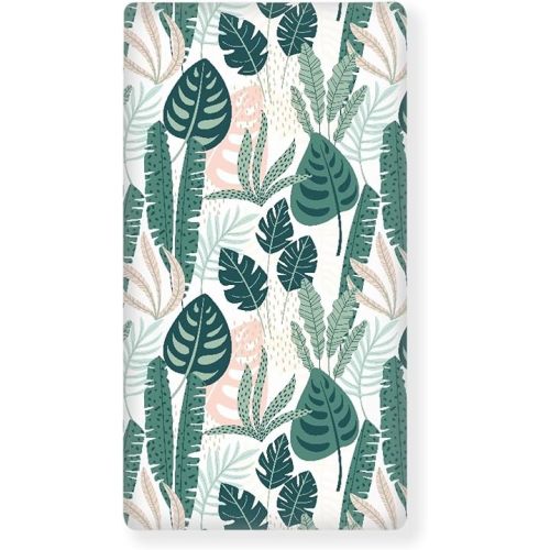 Tropical Leaves Baby Crib Sheets for Boys Girls Banana Leaf Fitted Crib Sheet for Standard Crib and Toddler Mattress Green Baby Mattress Sheets Toddler Bed Sheet 52x28x8 in