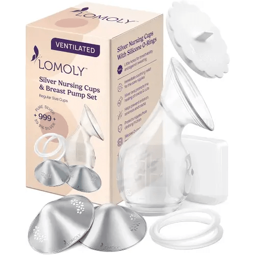 Silver Nipple Covers Breastfeeding: Pure 999 Silver Nipple Shield | Silver Nursing Cups w/Breast Shields, Hands-Free Breast Pump (Silver, L - 1.8x0.6)