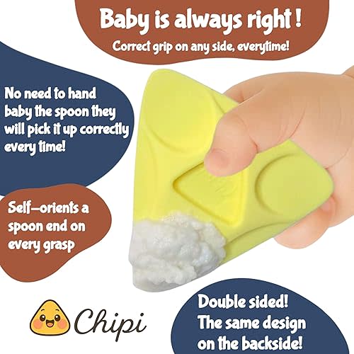 Chipi Baby Spoon – Smarter Baby Steps, First Stage Training, Self-Feeding Utensil, Easy Grip, Choke-Free, Soft Silicone, Pre-Spoon for Puree Toddler Baby Led Weaning (BLW), Essential 6 month