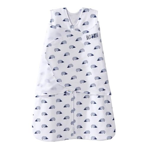 HALO 100% Cotton Sleepsack Swaddle, 3-Way Adjustable Wearable Blanket, TOG 1.5, Navy Hedgehog, Newborn