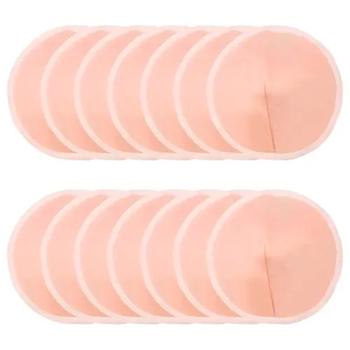 Nursing Pads Reusable, 14 Count Super Absorbent and Keep Dry Breast Pads for Leaking Milk Breastfeeding Moms Essentials (Beige,15cm/5.91in)
