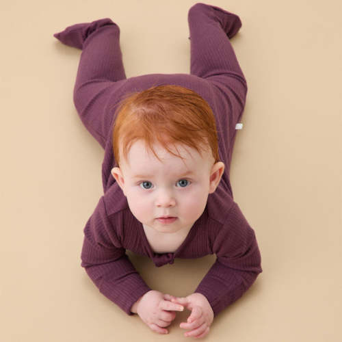 Zip Footed Baby Pajamas Ribbed, Size: Newborn, Color: Lilac