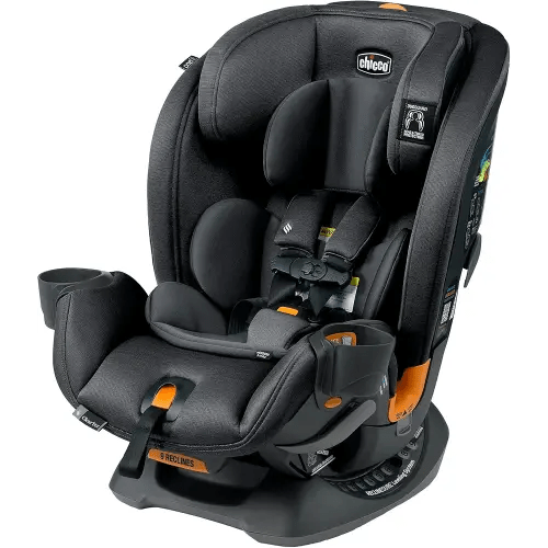 Chicco OneFit ClearTex All-in-One Car Seat, Slim Design, Rear-Facing Seat for Infants 5-40 lbs., Forward-Facing 25-65 lbs., Booster 40-100 lbs., Convertible Car Seat | Obsidian/Black