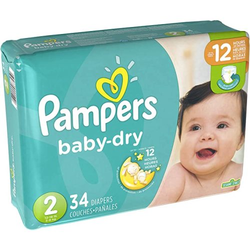Pampers Baby Dry Diapers Size 2 (12-18 lbs) - Pack of 34 diapers