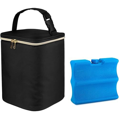 Teamoy Breastmilk Cooler Bag with Ice Pack, Baby Bottles Bag for up to 4 Large 9 Ounce Bottles and Ice Pack, Perfect for Working Mom Mother, Black