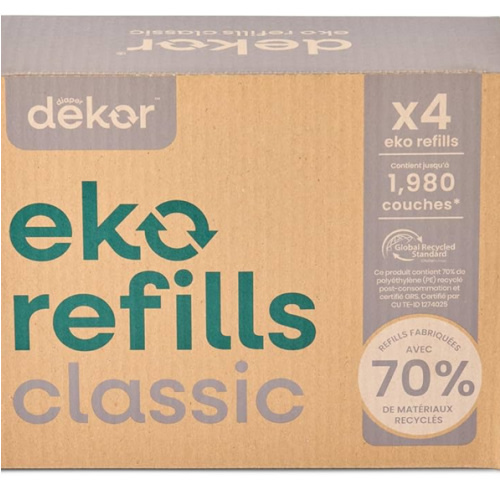 Diaper Dekor CLASSIC Diaper Pail Refills | 4 Count Unscented | Exclusive End-of-Liner Marking | Thick Quick & Easy to Replace | Most Economical Refill System | for Original and Eko Style Pails