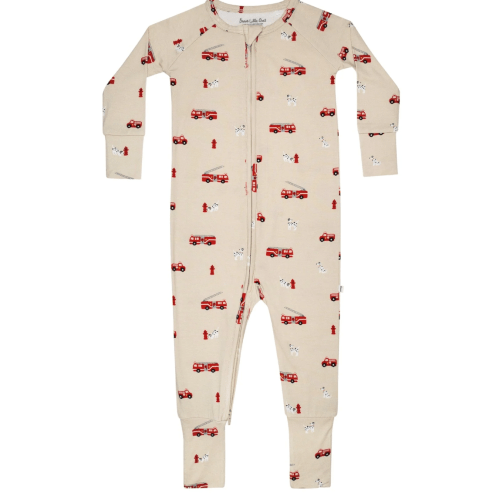 Firetrucks Zip Romper