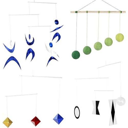 Set of 4X Portable Montessori - Munari, Gobbi, Octahedron, Dancers. Montessori Mobile, Baby Mobile, Hanging Mobile Baby boy and Girl