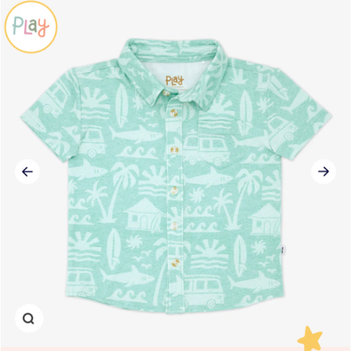 Mint Surf Shack Button Down Polo – Little Sleepies