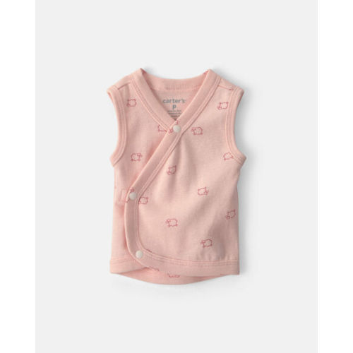 Baby Girl Sheep Side-Snap Cotton Tank - Pink | Carter's