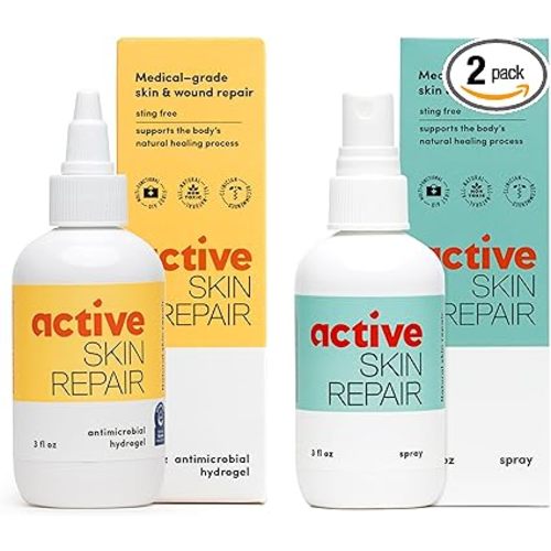 Active Skin Repair - First Aid Natural & Non-Toxic Healing Ointment & Antiseptic Spray for Minor Cuts, Wounds, Scrapes, Rashes, Sunburns, and Other Skin Irritations (Bundle, Combo, 3 oz Each)