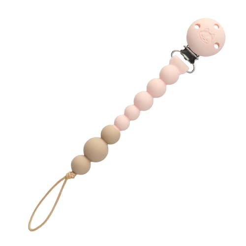 Loulou Lollipop One-piece OneC Silicone Pacifier Clip Baby Pacifier Holder | Pink Quartz, Pacifier clips for girls, Toy straps, Binky leash, Nickel Free, Soft, Lightweight, Dishwasher Safe