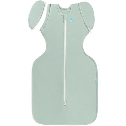 Love to Dream Swaddle Up Transition Bag - Arms Up Position - Light and Ultra Breathable Cotton - Twin Zip - Zip Off Wings - Spring, Summer - Sleep Bag - 0.2TOG - Olive, Large (8.5-11kg)