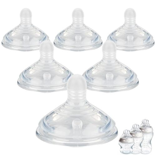 6Pack Silicone Nipples for Tommee Tippee Natural Start Anti-Colic Bottles &Advanced Anti-Colic Bottles,Closer to Nature Bottle,Fast Flow,Size 3 Nipple,6m+
