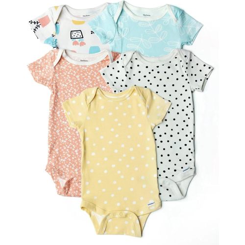 Grow by Gerber Baby Boys 5-Pack Short Sleeve Onesies Bodysuits