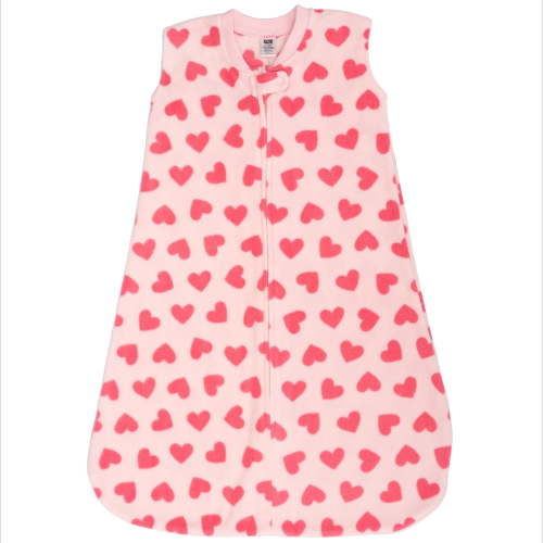 Hudson Baby Infant Girls Fleece Sleeping Bag, Sack, Blanket, Bright Pink Hearts, 12-18 Months