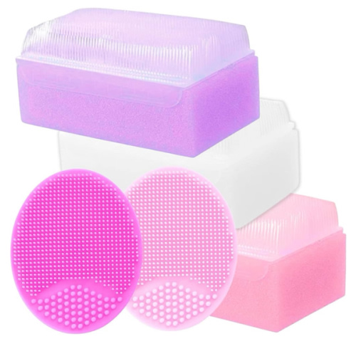 Cradle Cap Brush and Sponge Set for Baby - Bath Essentials for Newborns | Treatment Comb | Baby Bath Sponges (5-Pack Pink)