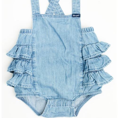 Wrangler Infant Girls' Ruffle Denim Onesie