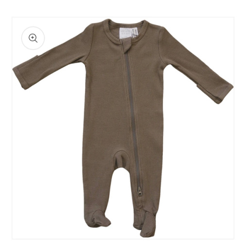 Mebie Baby Cocoa Organic Cotton Ribbed Zipper