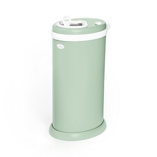 Ubbi Steel Diaper Pail, Odor Locking, No Special Bag Required, Award-Winning, Registry Must-Have, Sage Green