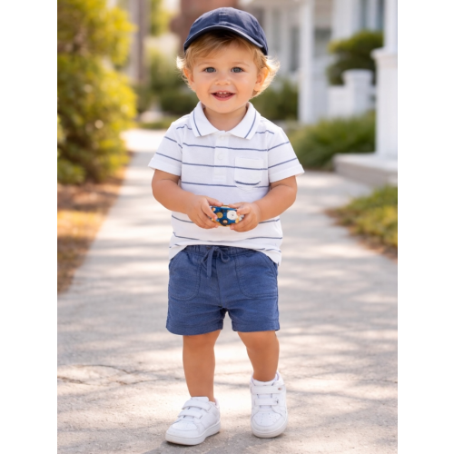 Polo Shirt & Everyday Short Set, Vintage Stripe