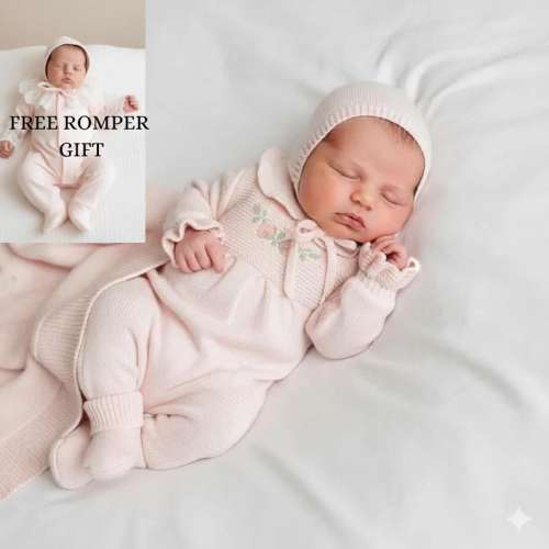 Personalized 100% Cotton Embroidered Baby Girl Hospital Coming Home Set | Newborn Outfit