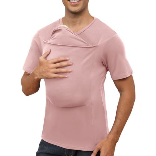 Mens Baby Carrier Shirt Dad Shirt for Men Short Sleeve Pocket Tee Shirts