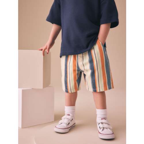 Orange/Neutral Stripe Pull On Jorts Shorts (3mths-7yrs)