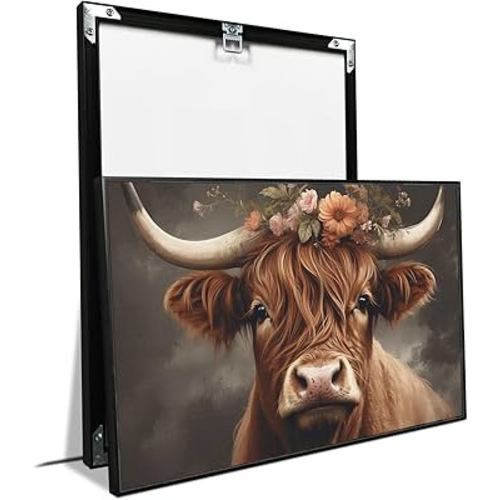 QQLADY Cow and flowers canvas painting Highland cattle poster cow wall painting animal poster bedside painting farmhouse aesthetic painting suitable for bedroom living room corridor decoration