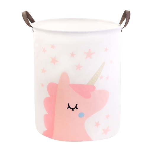 Mziart Baby Laundry Basket for Girls Boys, Cute Kids Laundry Hampers Collapsible Dirty Clothes Hamper Nursery Toy Storage Baskets Gift Baskets (Pink Unicorn)