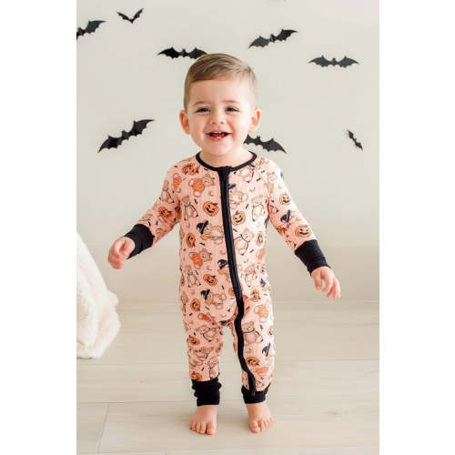 Halloween Convertible Bamboo Zip Romper in Beary Scary | Caden Lane