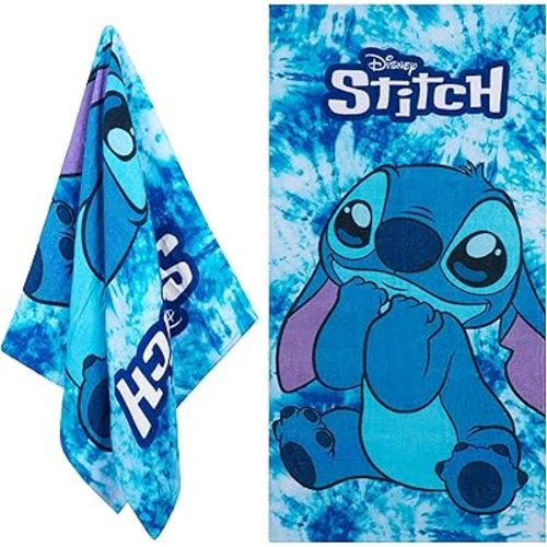 Disney Stitch Beach Towel Kids Toddlers Quick Dry Towel for Pool Beach Bath Swimming Trips Travel Essentials Vacation 55x27” (Blue Stitch)