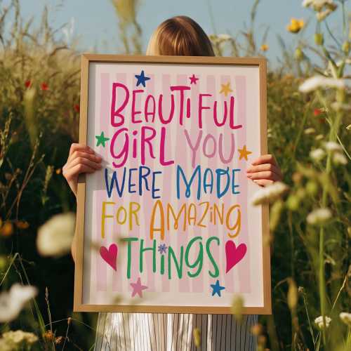 Girls Affirmation Prints, Girls Motivational Wall Art, Girl Bedroom Decor, Nursery Wall Art, Toddler Bedroom, Colourful, Rainbow Prints