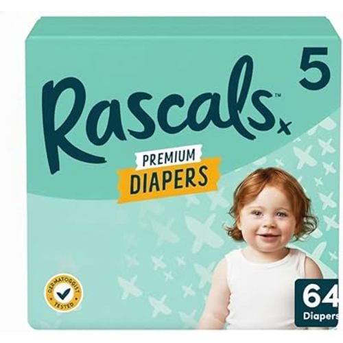 Rascals Premium Diapers (Size,5 Count 64) White