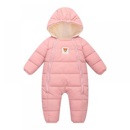 GYRATEDREAM 0-12M Baby Winter Snowsuit Hooded Down Jumpsuit Puffer Coat Jacket Zipper Padding Onepiece