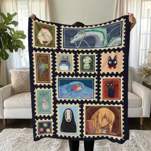 Studio Ghibli Stamp Velveteen Plush Blanket