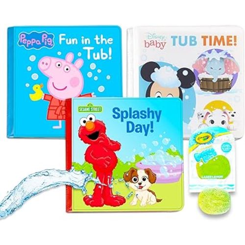 Baby Ultimate Bubble Bath Book Set for Toddler Kids - Bundle with 3 Bathbooks with Sesame Street, Disney Baby, Peppa Pig, and More | Sesame Street Elmo Storybooks