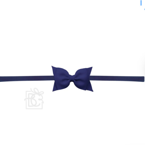 Sophia Baby Headband with Grosgrain Bow - Navy Blue