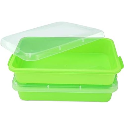 Sensory Bin Sand Tray with Lid for Toddlers 2 Pcs 15in Portable Sandbox Toy Large Plastic Tray for Kids 3 4 5 6 Fill with Sand, Water, Beads, and More (2 Green)