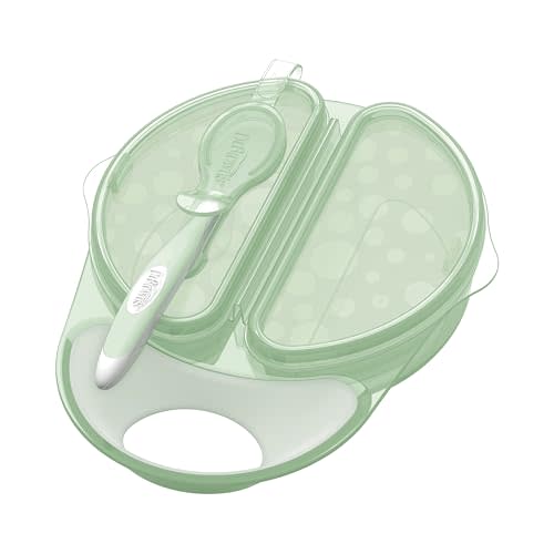 Dr. Brown's Travel Fresh Bowl and Snap-in Spoon for Toddler Feeding On the Go, BPA-Free, 4m+ (Color May Vary)